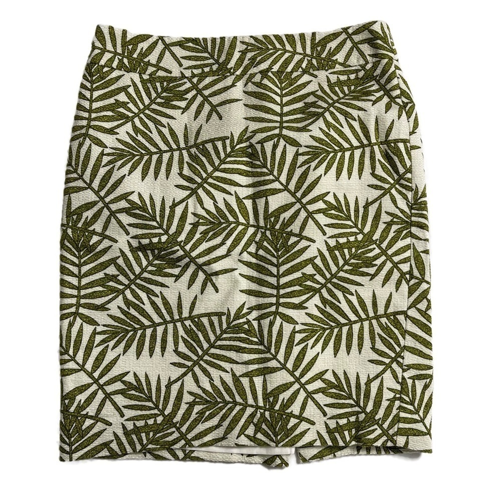 ANN TAYLOR Petite Green Palm Leaf Basket Weave Skirt - Size 00 - Picture 3 of 10